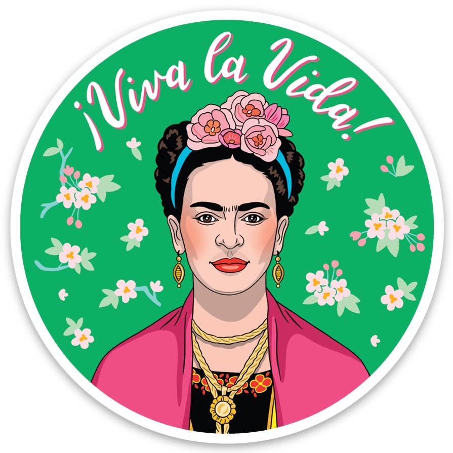 Frida Pink Florals Die Cut Sticker