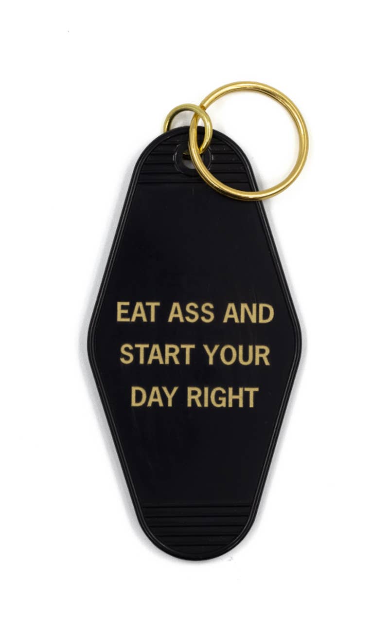 Eat Ass and Start Your Day Right Motel Style Keychain Black
