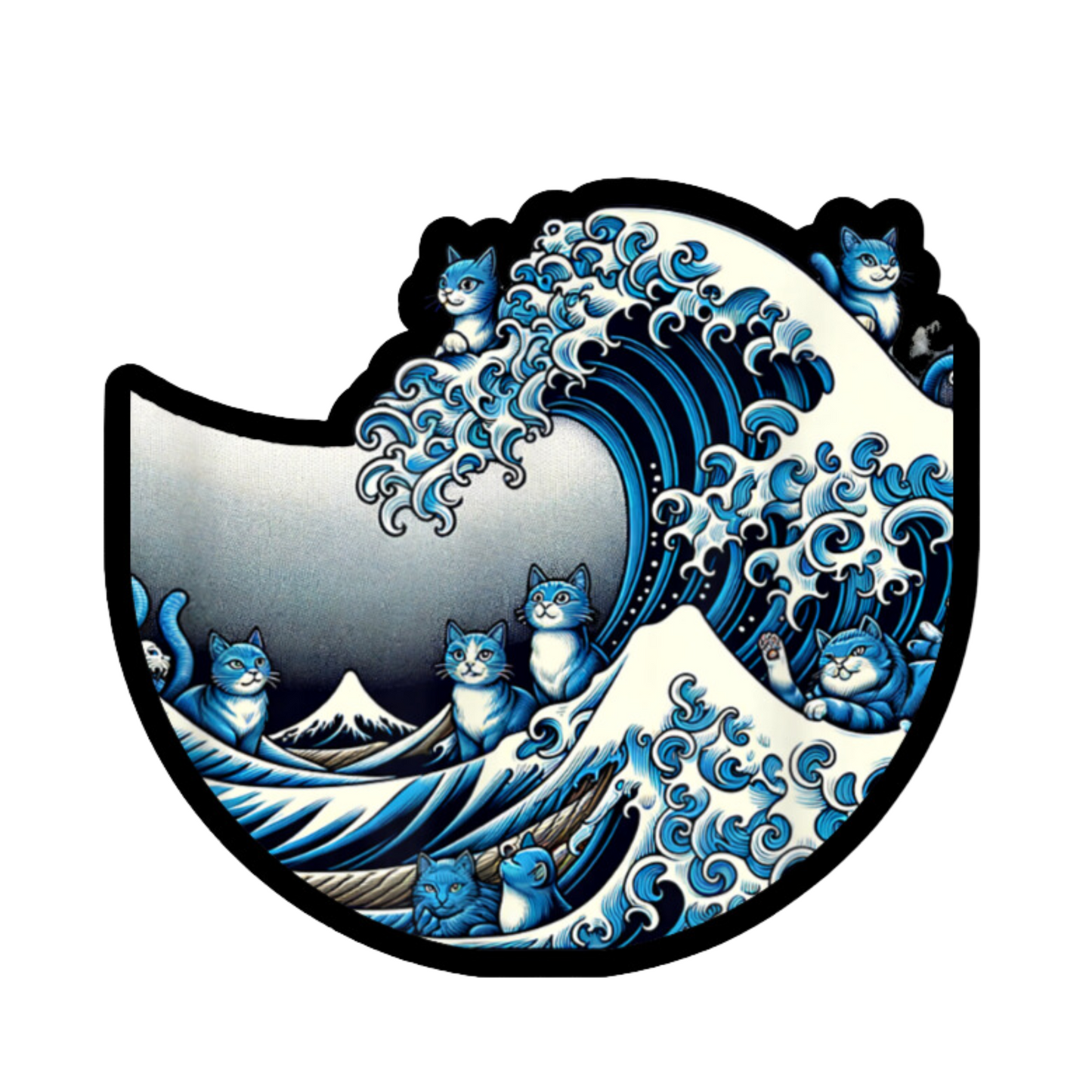 Blue Wave of Cats Sticker