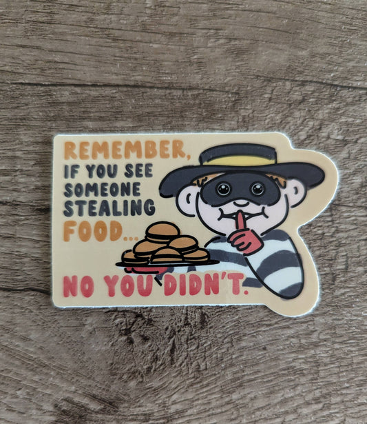 Stealing Food Vinyl Sticker