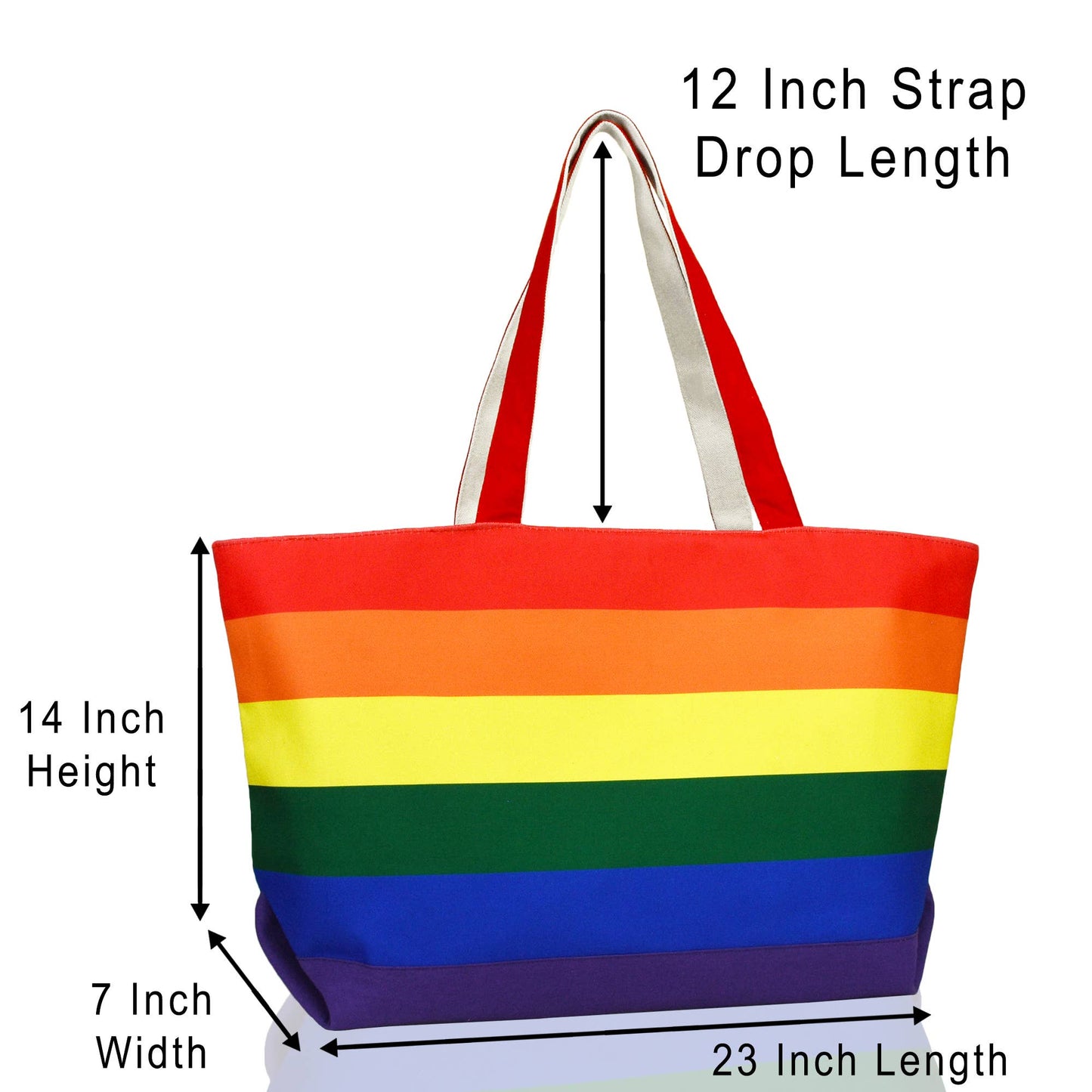 Rainbow Tote Bag with Zippered Top