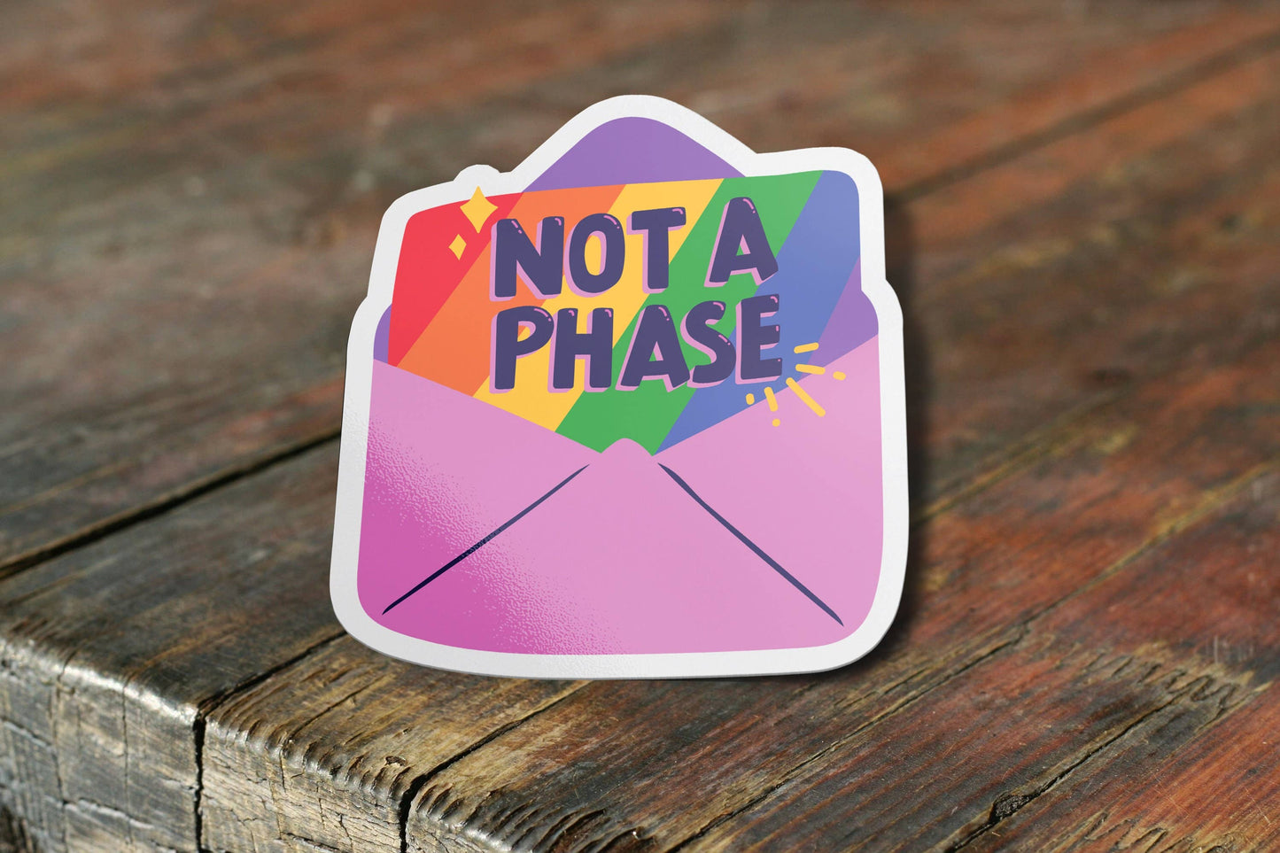 Not A Phase "LGTBQIA Pride" Cute Waterproof UV Blocking Vinyl Pride Sticker for Laptop, Waterbottle and Car