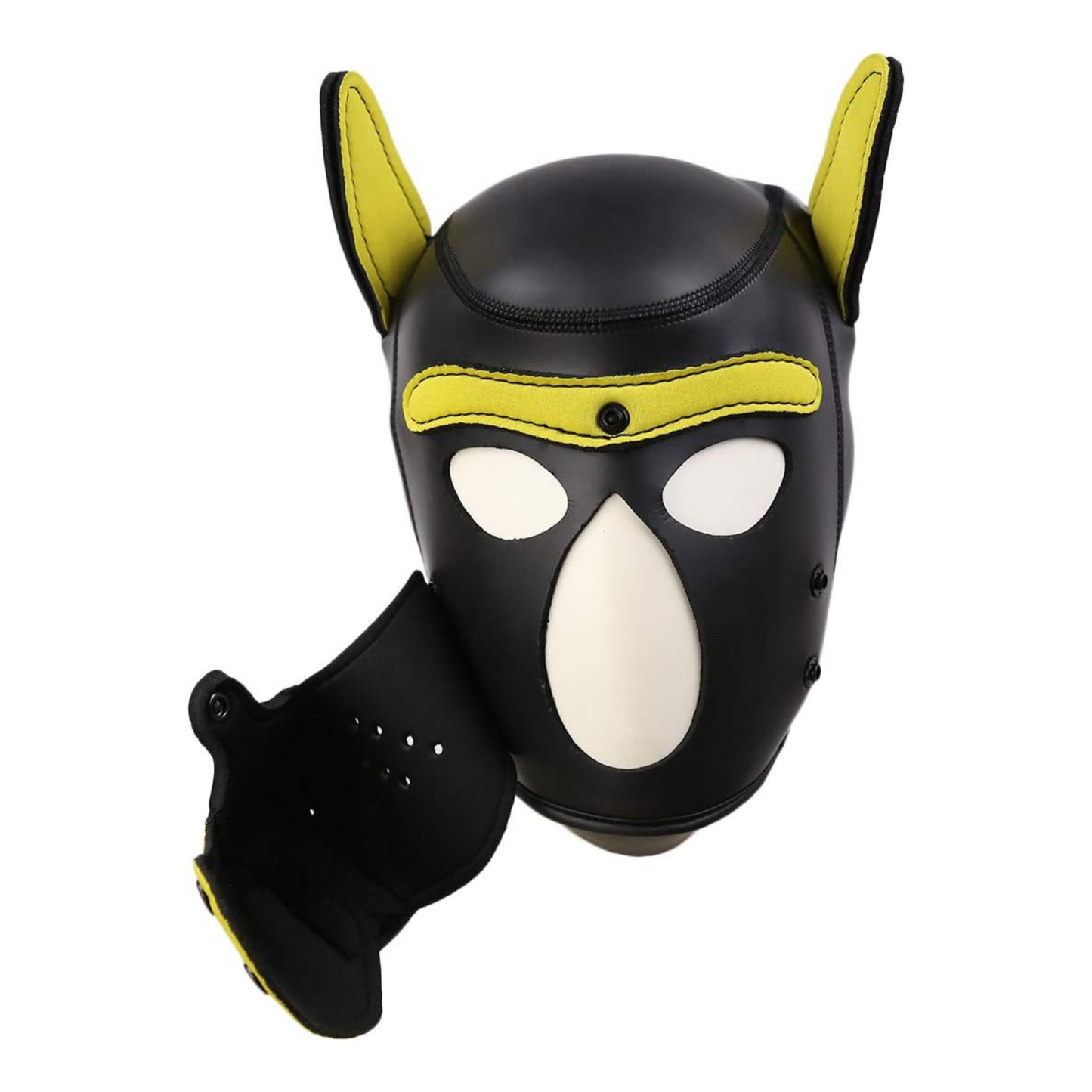 Yellow on Black Pup Hood