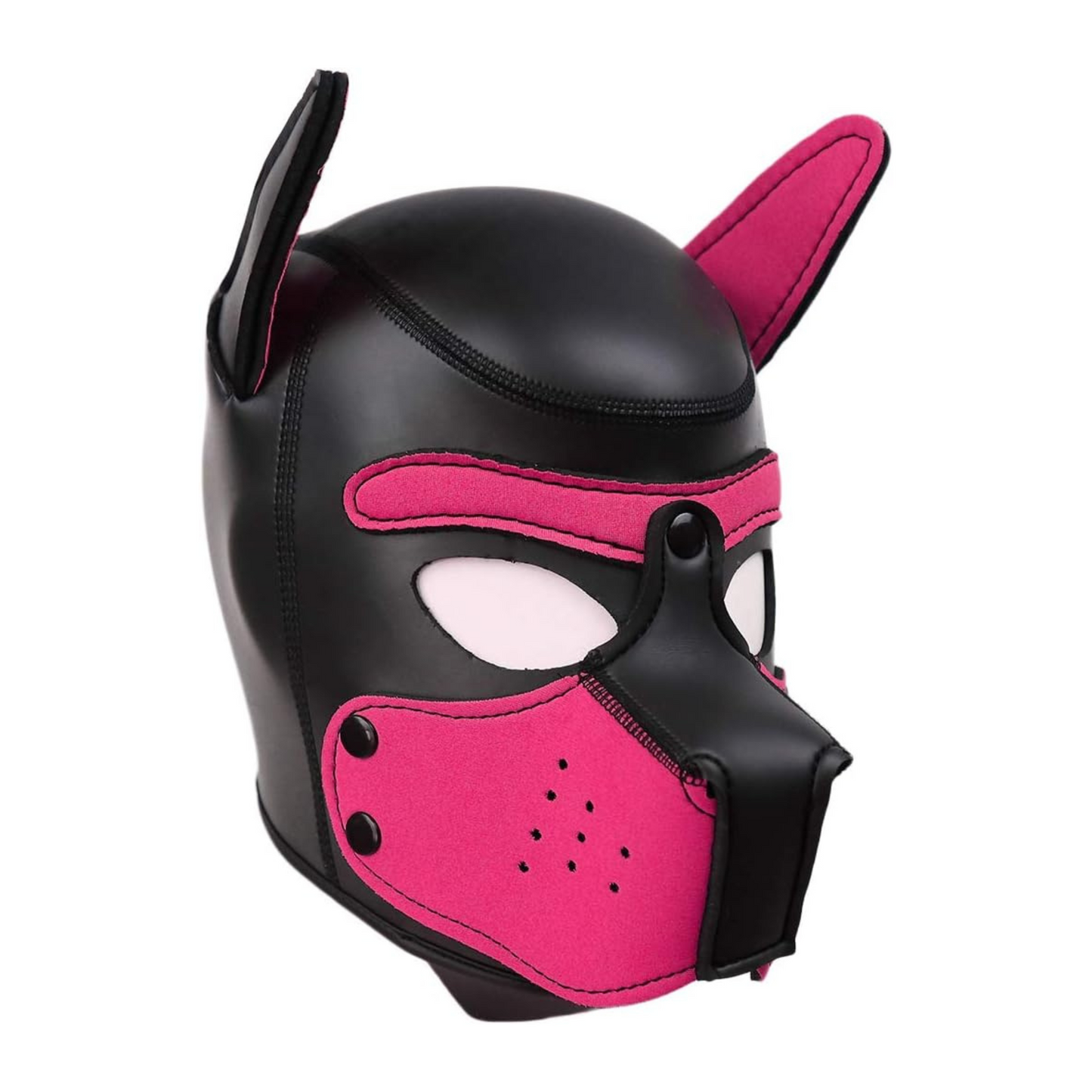 Pink on Black Pup Hood
