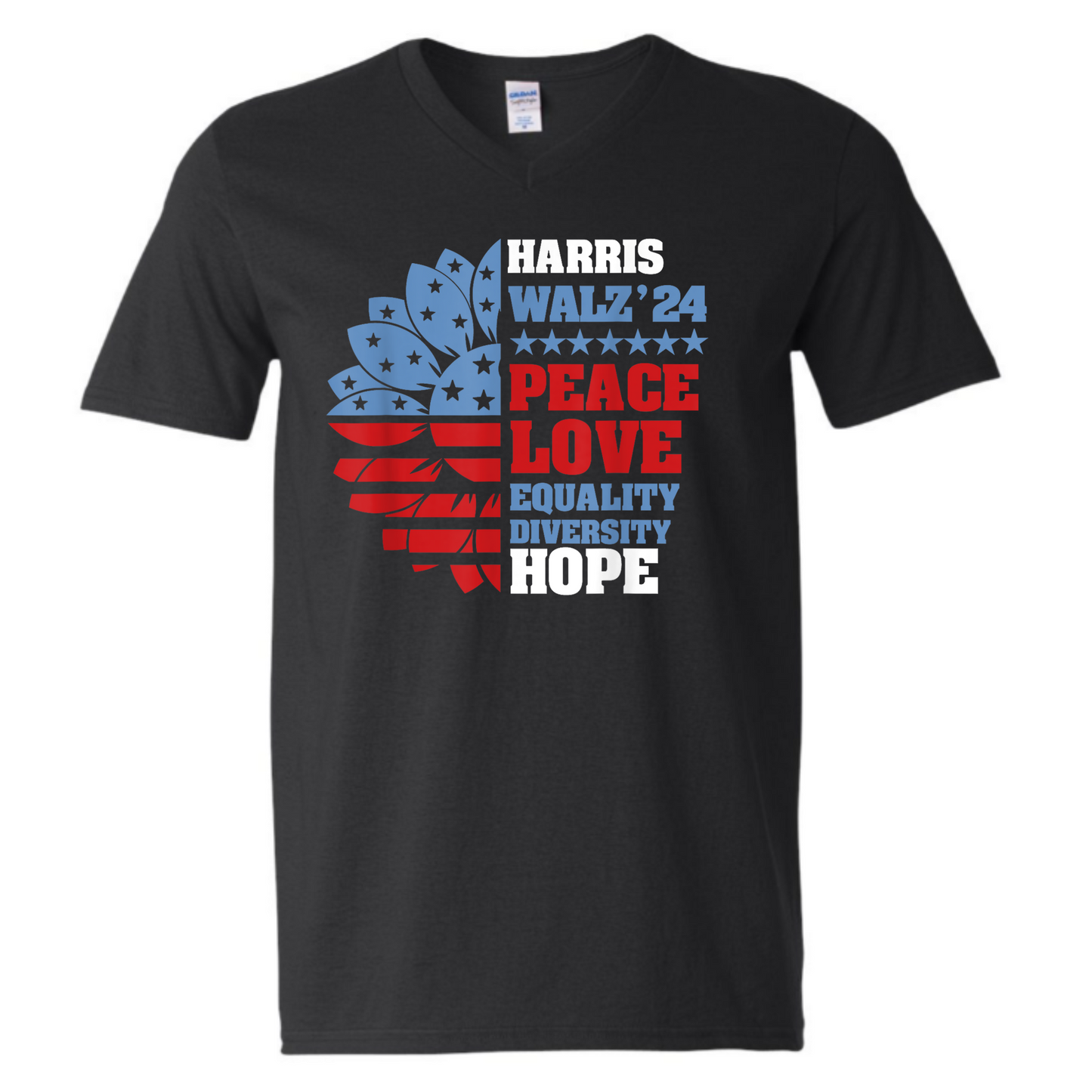 Harris Walz Peace Love Equality Diversity Hope