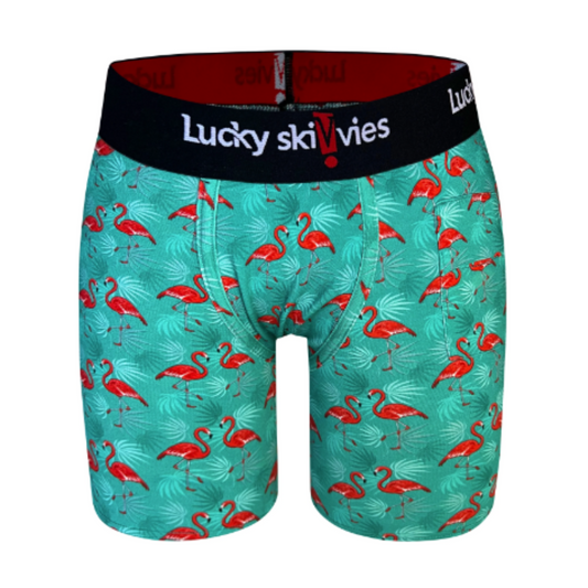 Pink Flamingo Watermelon Gender Neutral Boxer Briefs by Lucky Skivvies