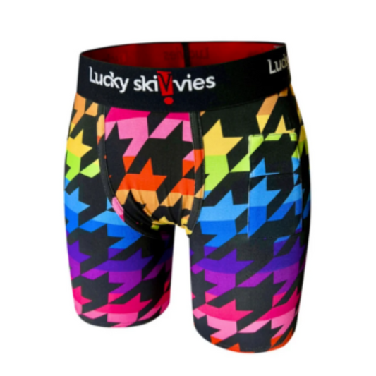 Rainbow Houndstooth Gender Neutral Boxer Briefs by Lucky Skivvies
