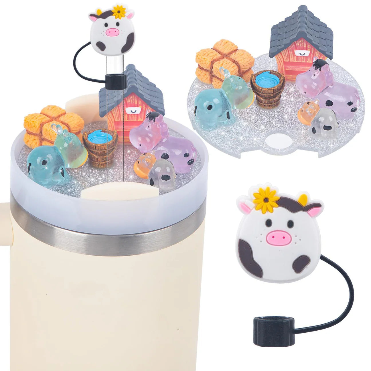 Cup Topper Scene with Matching Straw Topper