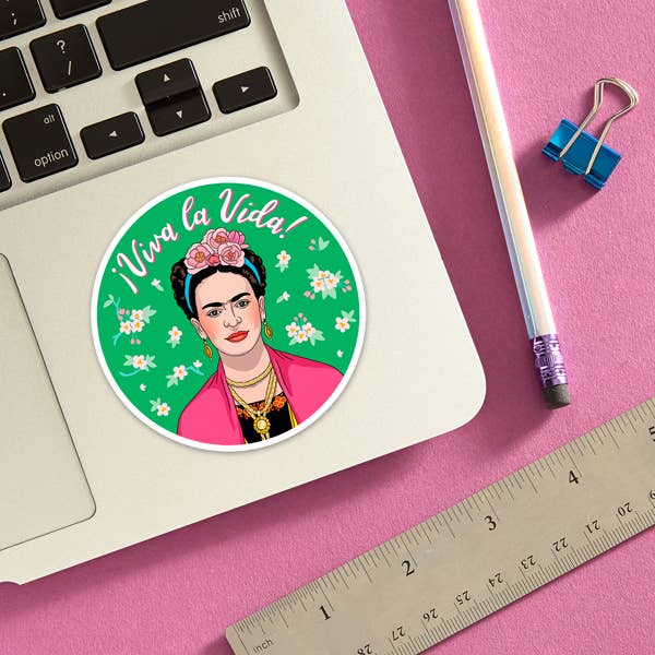 Frida Pink Florals Die Cut Sticker