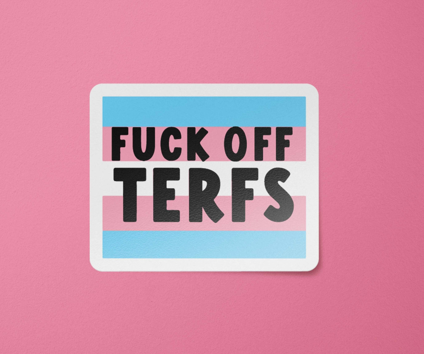 Fuck off Terfs Waterproof Sticker | Trans Rights Vinyl Decal: Glossy / 3