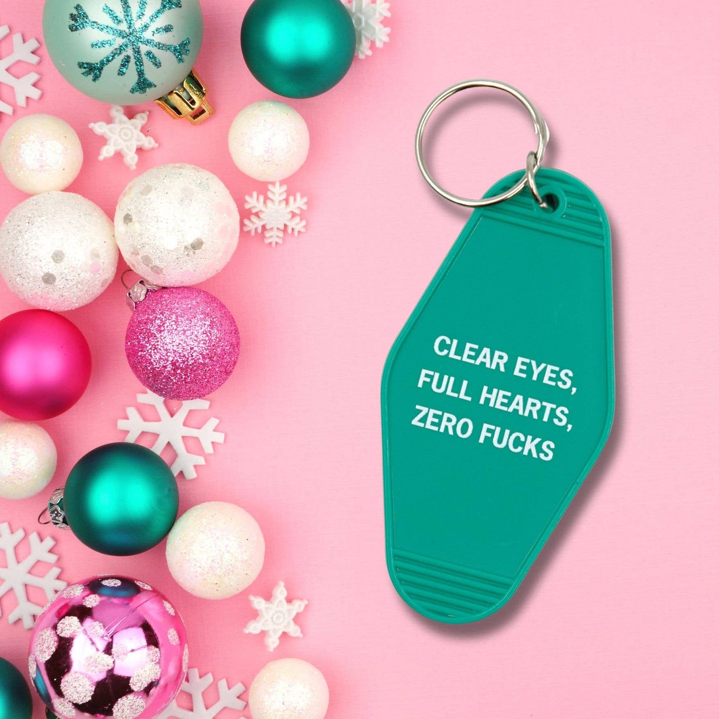 Clear Eyes, Full Hearts, Zero Fucks Motel Style Keychain