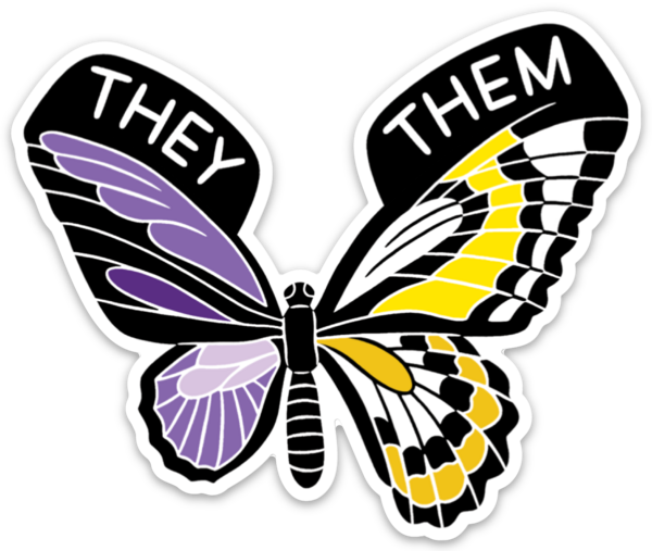 They/Them Trans Non-Binary Butterfly Die Cut Magnet