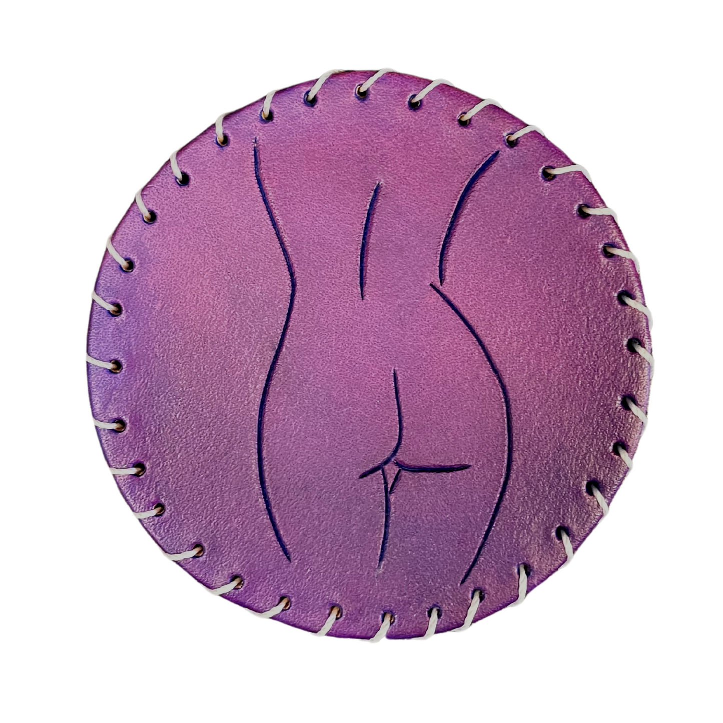 Female Silhouette I Engraved Leather Coaster