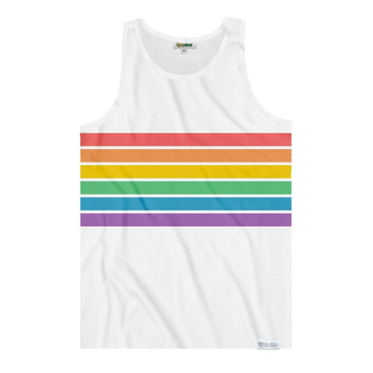 Masc White Rainbow All the Way Pride Tank Top