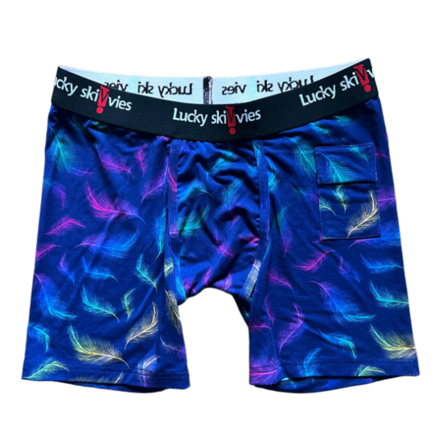 Rainbow Feather Gender Neutral Boxer Briefs by Lucky Skivvies