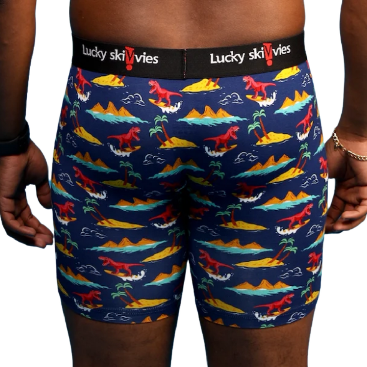 Surfing Dinosaurs Gender Neutral Boxer Briefs by Lucky Skivvies