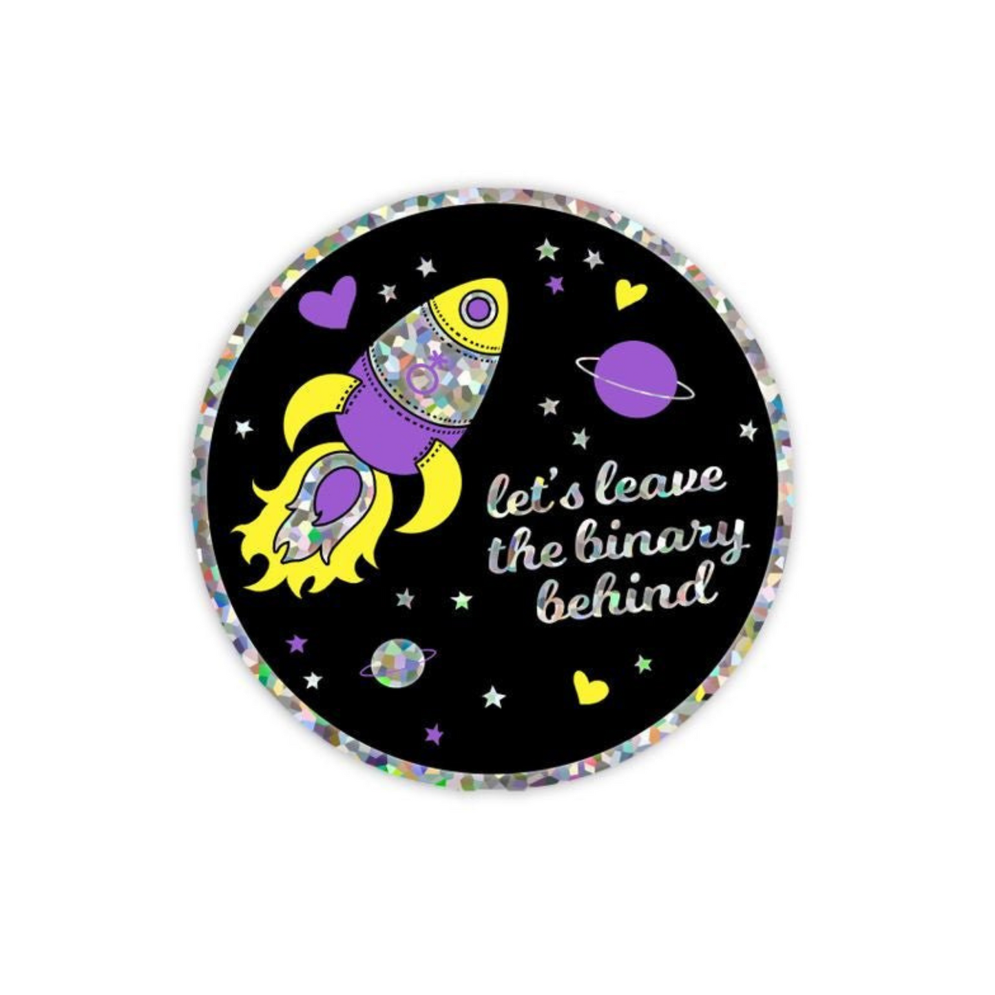 Let's Leave the Binary - Nonbinary Queer Holographic Glitter LGBT Sticker