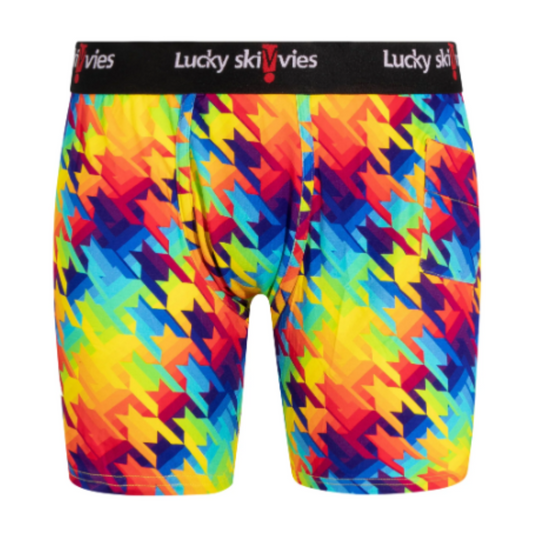 Rainbow Houndstooth Gender Neutral Boxer Briefs by Lucky Skivvies
