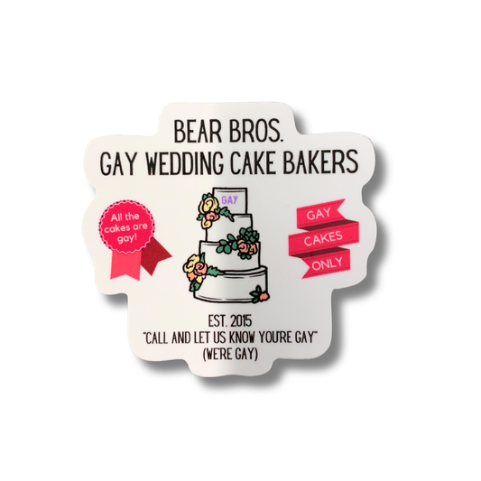 Bear Bros Gay Wedding Cake Baker Vinyl Sticker | Pride LGBTQ: Loose (save 50¢!)