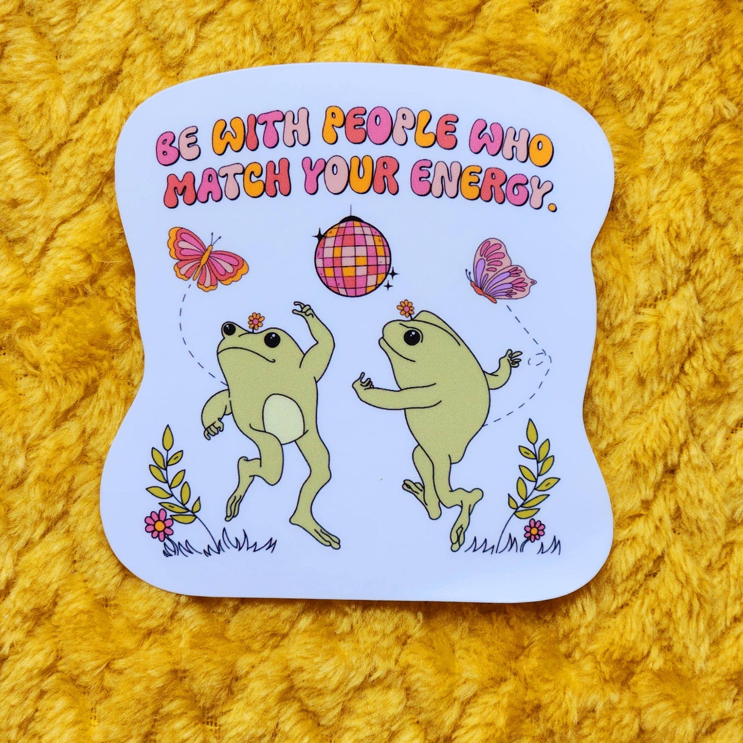 Dancing frogs sticker hydroflask planner cute retro: Holographic