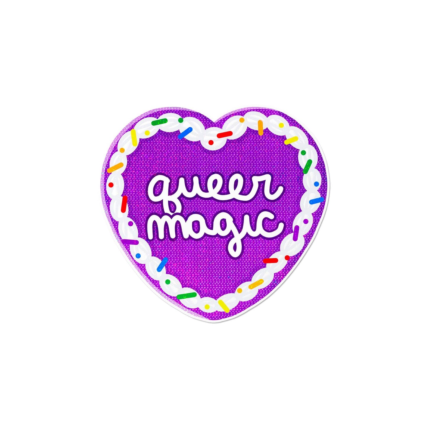 Holographic Queer Heart Cake Waterproof LGBTQ+ Sticker