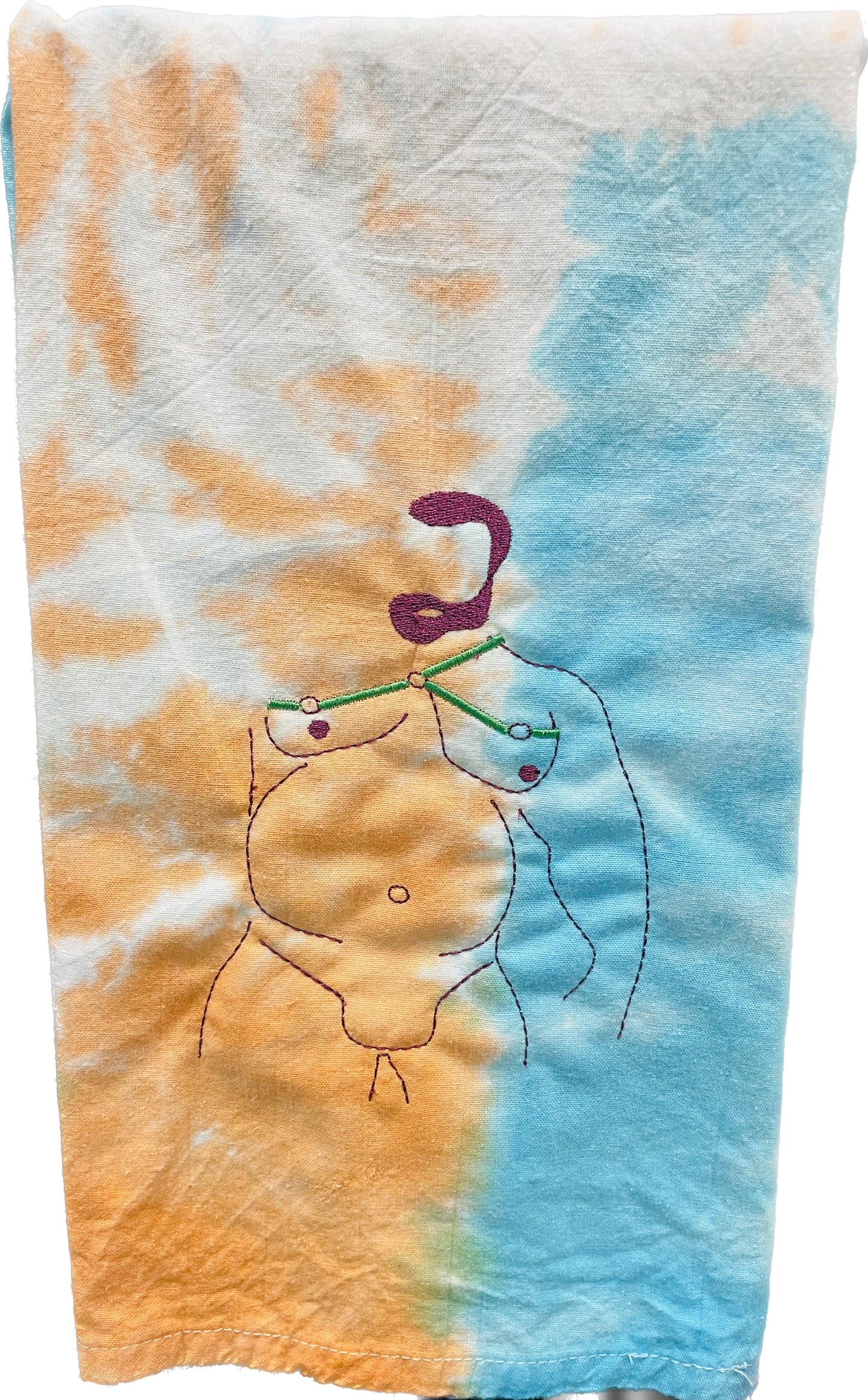 Embroidered Man with Harness Dish Towel