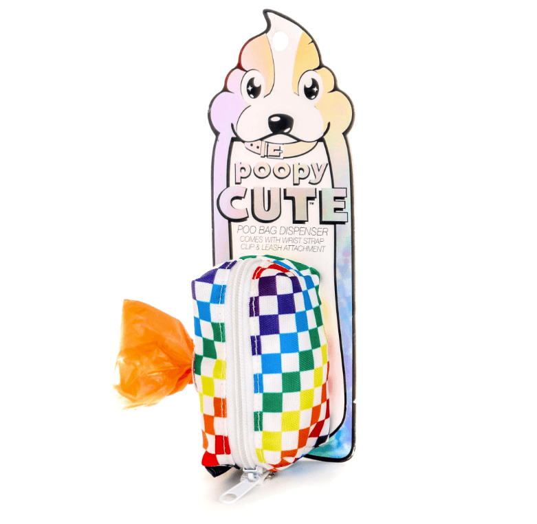 poopyCute Rainbow Check Dog Bag Dispenser - QBoutiqueOKC