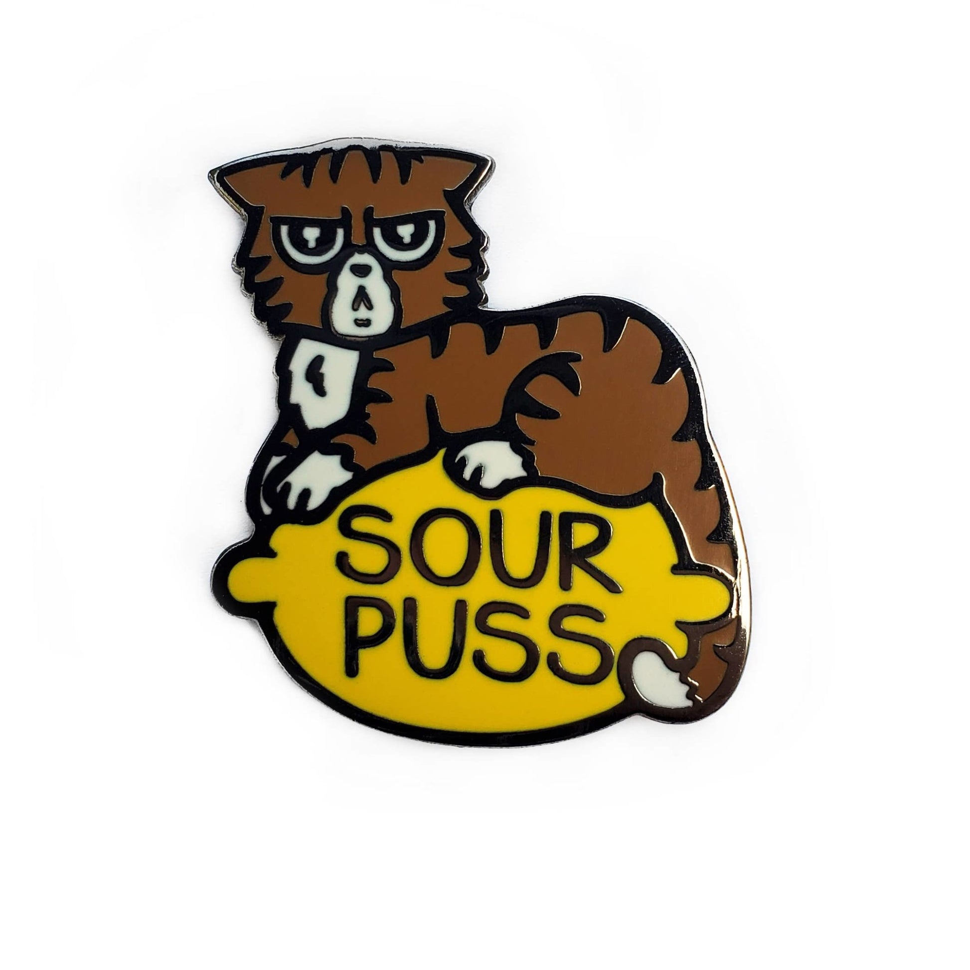 Sourpuss Cat Enamel Pin - QBoutiqueOKC
